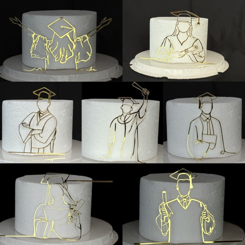 Gold Black Doctorial Hat Graduation Party Cake Toppers Acrylic Congratulations Graduation For Students Graduation Party Cake Decorations