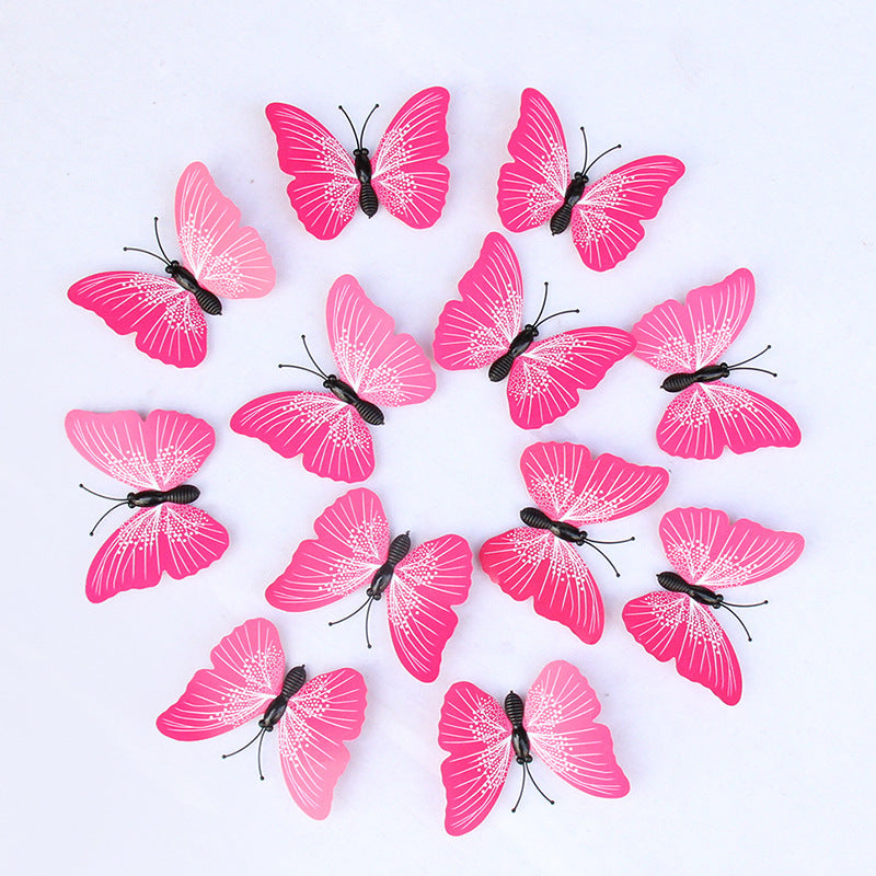Solid Color 3D Butterfly Wall Art (6-12cm) - Realistic Decorative Butterfly Stickers & Craft Ornaments