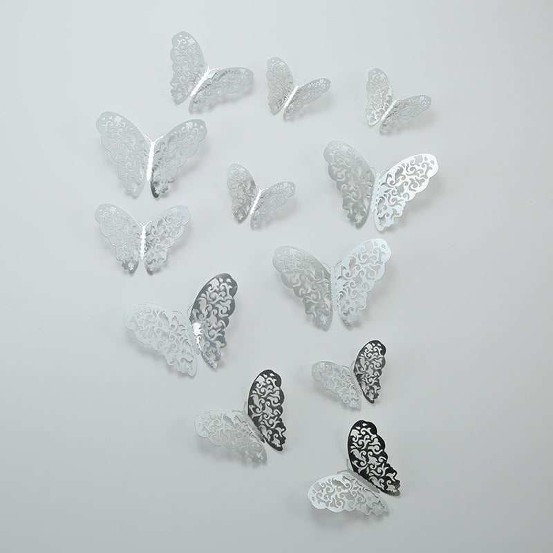 3D Gold Butterfly Wall Decals - Elegant Metallic Home Decor for Living Room & DIY Interior Design (Realistic Dimensional Stickers)