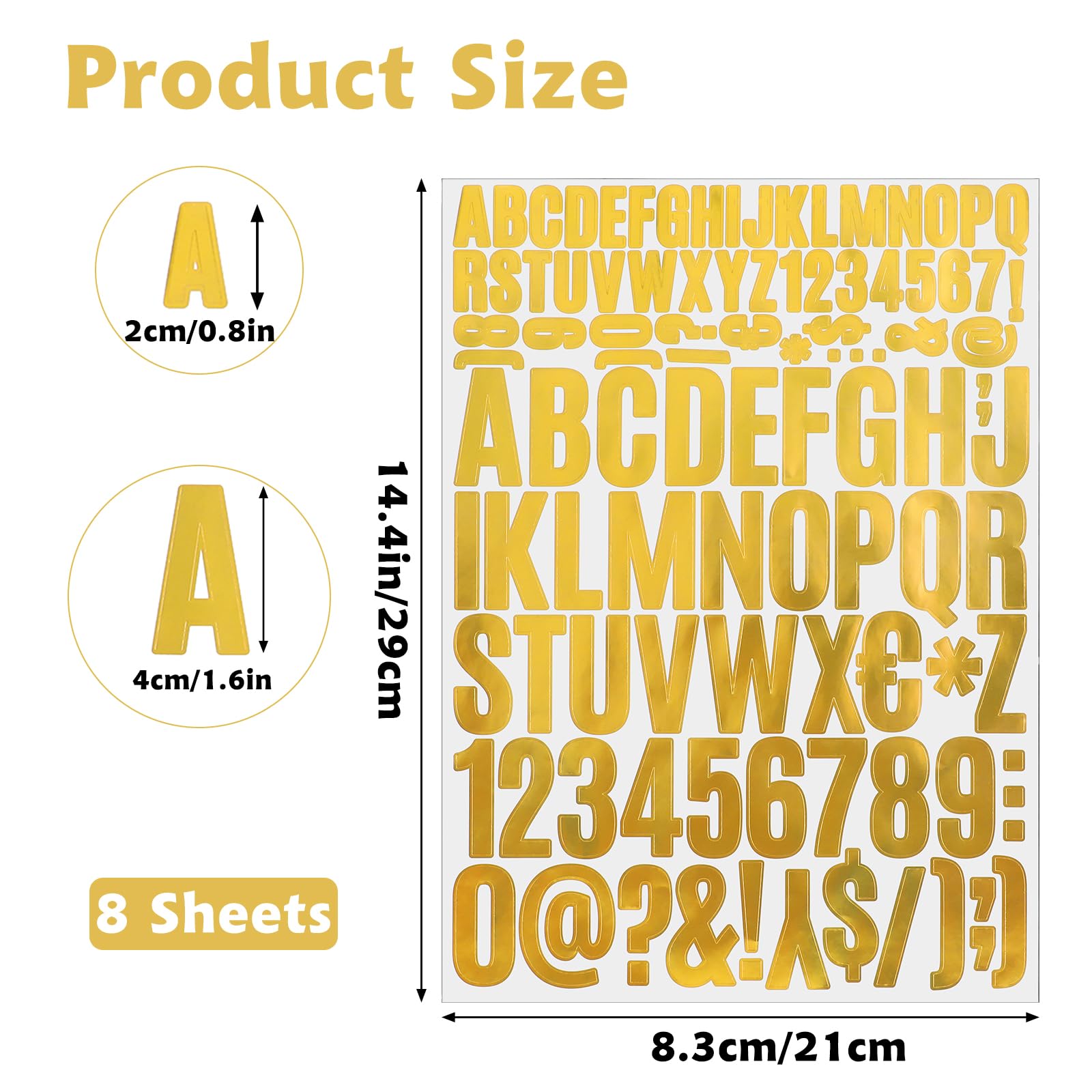 Gold Foil Letter Stickers for Graduation Caps – DIY Waterproof Self-Adhesive Alphabet, Numbers & Symbols (Silver Foil Option Included)