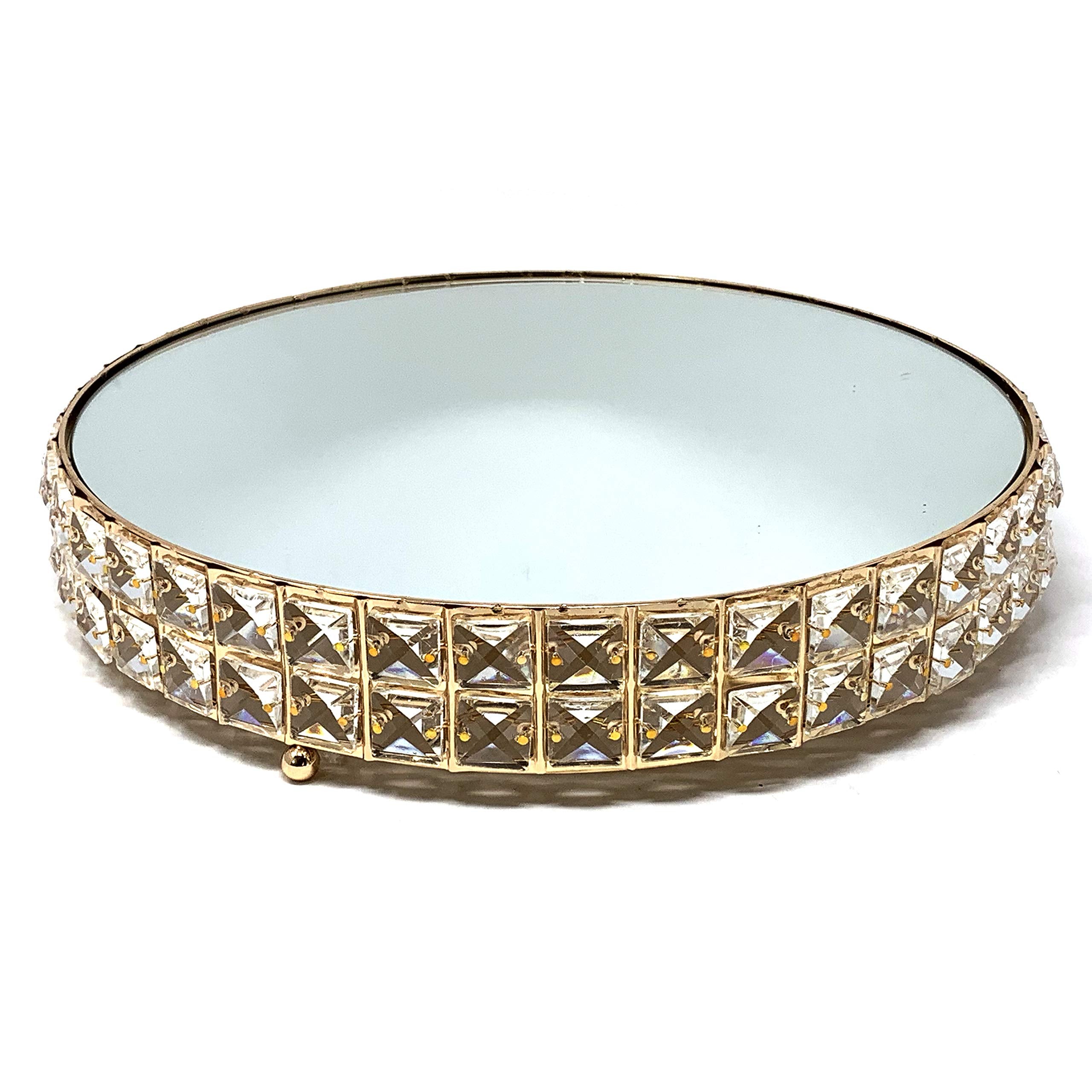 Luxury 3-Tier Crystal & Mirror Cake Stand, Gold-Plated Dessert Tower for Wedding Reception, Premium Assembled Display for Champagne Tower & Pastries, Five-Star Event Serving Set with Sparkling Crystals