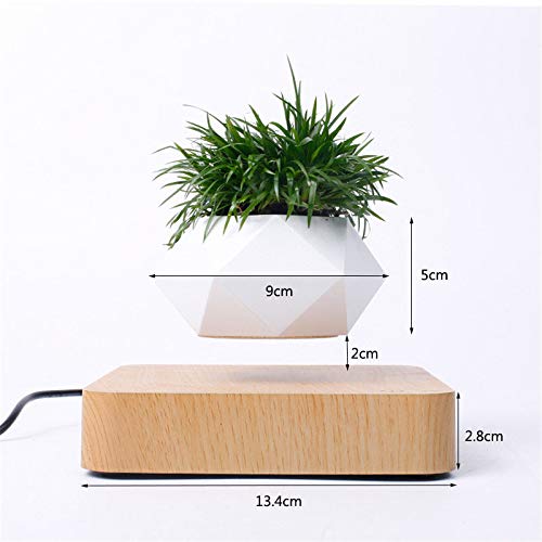 Auto-Rotating Floating Flower Pot with UK Plug Base, Levitating Planter Made of Eco-Friendly Resin, 360° Balanced Light Exposure for Healthier Plants, Magical Indoor Gardening Solution