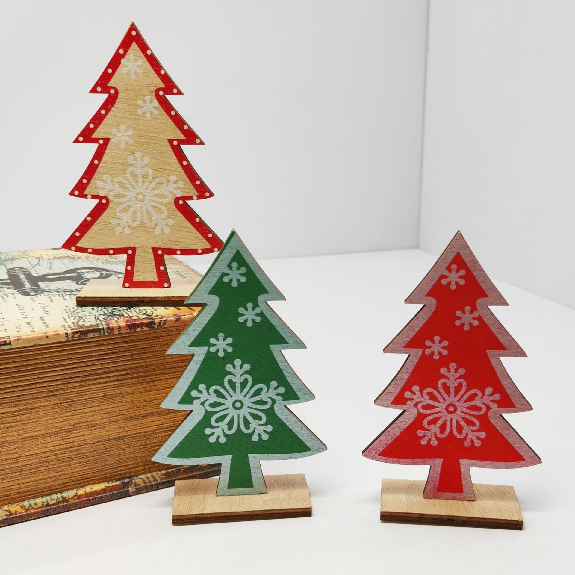 Multi-Use Christmas Ornaments Set for Desk & Shelf, Versatile Holiday Decor for Office Home Business, Miniature Festive Scene with Santa Snowman Decorations, Space-Saving Christmas Accents