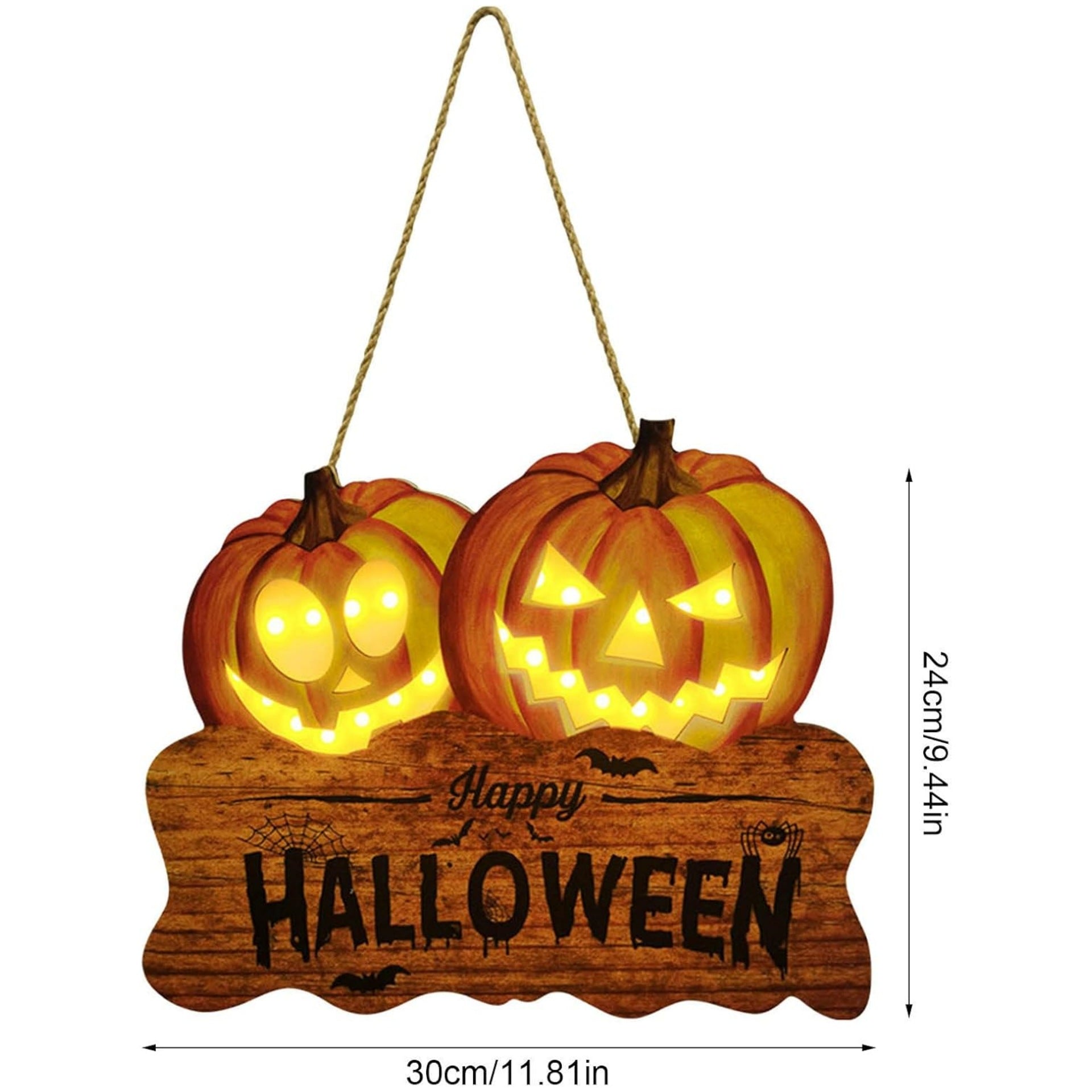 Happy Halloween Front Door Sign Wooden Hanging Decoration Pumpkin Wreath Wall Hanging Sign Garden Party Decor Fall Room Decor Indoor Halloween Decorations Autumn Door Decor