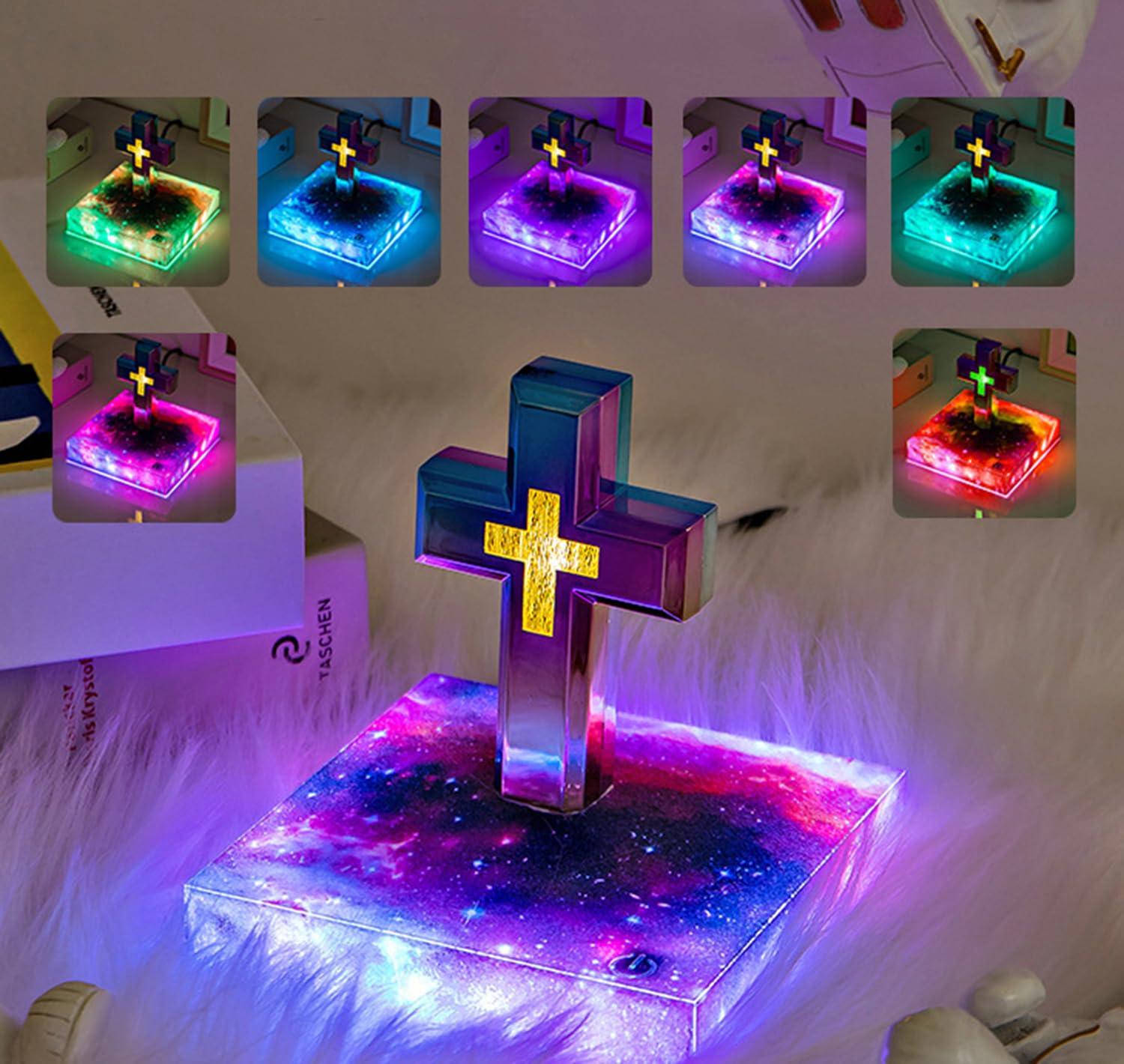 Holy Levitating Cross Lamp with Soft Glow, Sacred Floating Decor for Prayer Space, Mood Lighting for Church Chapel & Christian Home, Meditative Ambient Religious Gift