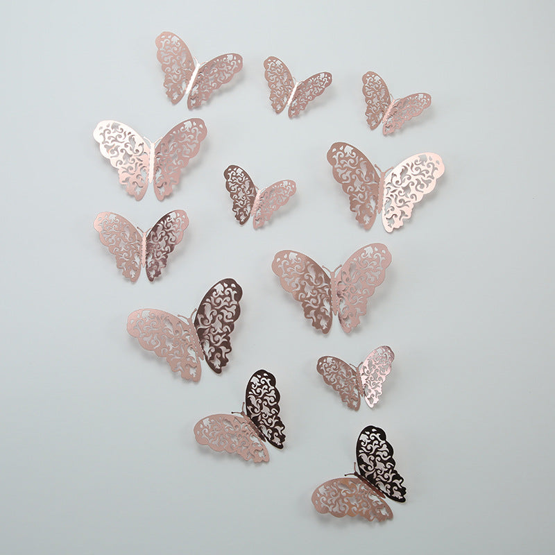 3D Gold Butterfly Wall Decals - Elegant Metallic Home Decor for Living Room & DIY Interior Design (Realistic Dimensional Stickers)