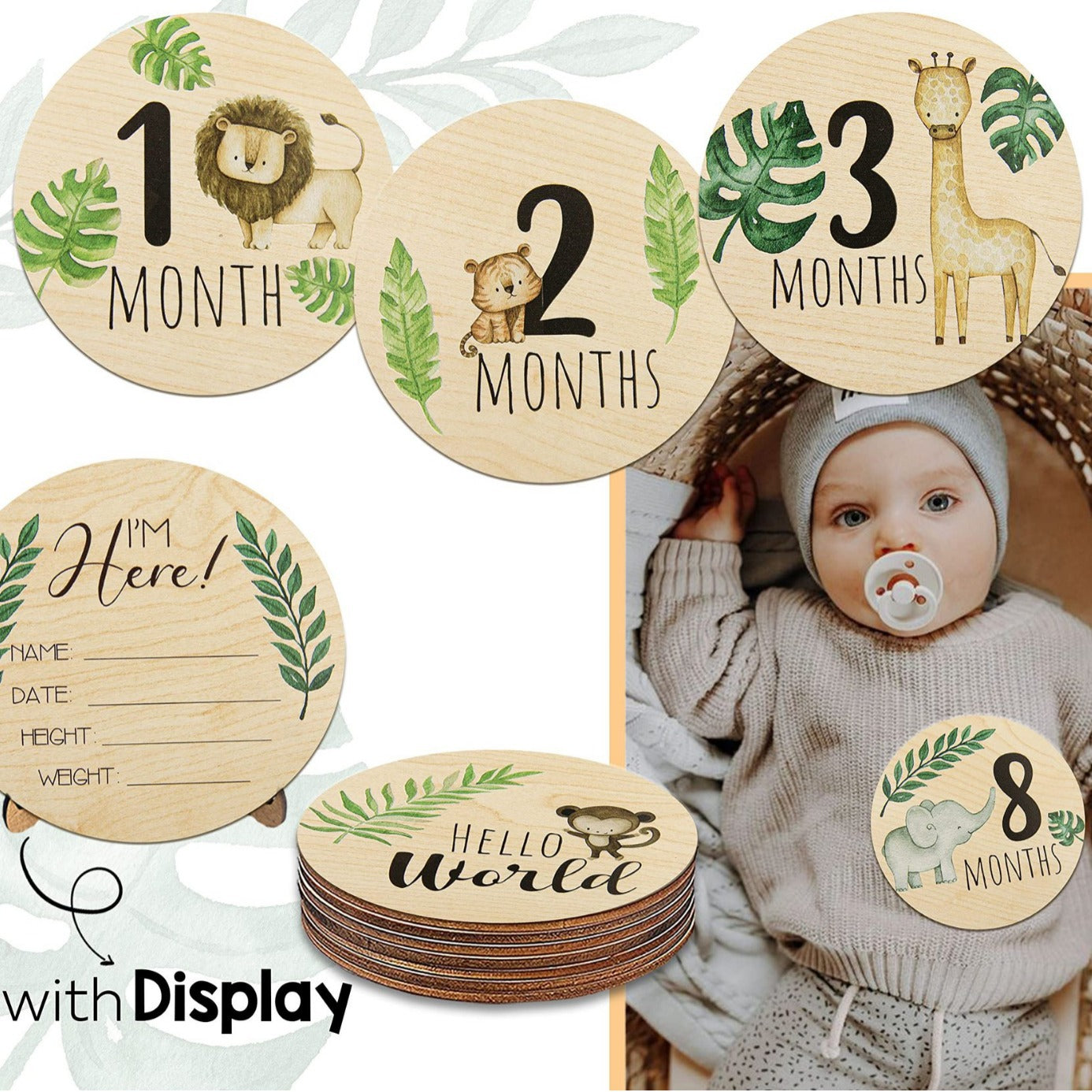 Baby’s First Year Milestone Discs, Complete 12-Month Wooden Photo Props Set, Monthly Growth Tracker for Newborn Photography, Keepsake Memory Collection for Parents