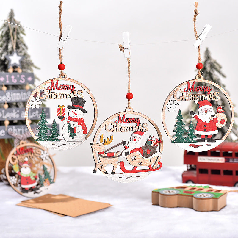 Christmas Character Family Ornament Set, Storytelling Wood Decor with Santa Snowman Gingerbread, Vintage Holiday Figure Collection for Narrative Tree Displays, Animated Style Festive Ornaments