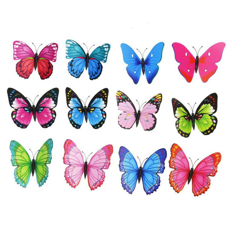 Single-Layer Realistic Butterfly Wall Decor (4.5-12cm) - Magnetic Fridge Stickers for Creative Home & Garden Decoration (Assorted Colors)
