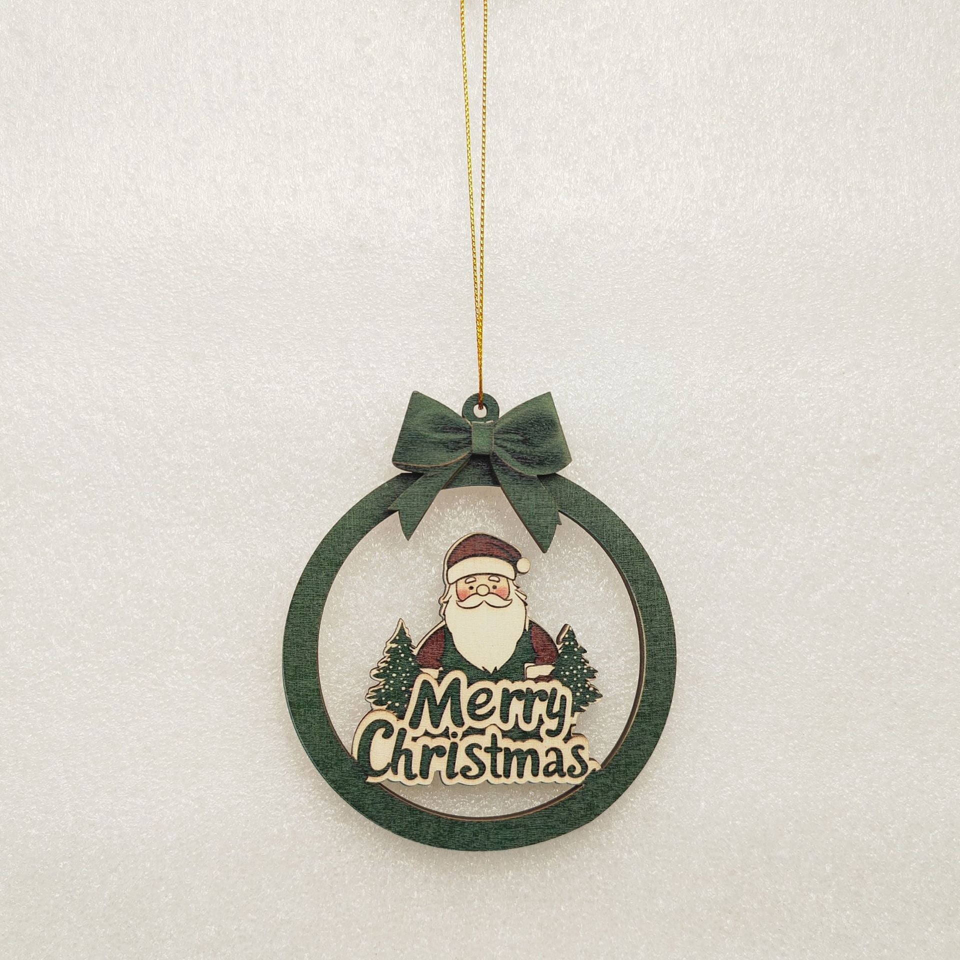 6pcs Christmas Farmhouse Rustic Ornaments Set for Christmas Tree Decorations Hanging 3D Glitter Reindeer Wood Tree Ornaments Round Wooden Christmas Tree Decorations Gift Tags