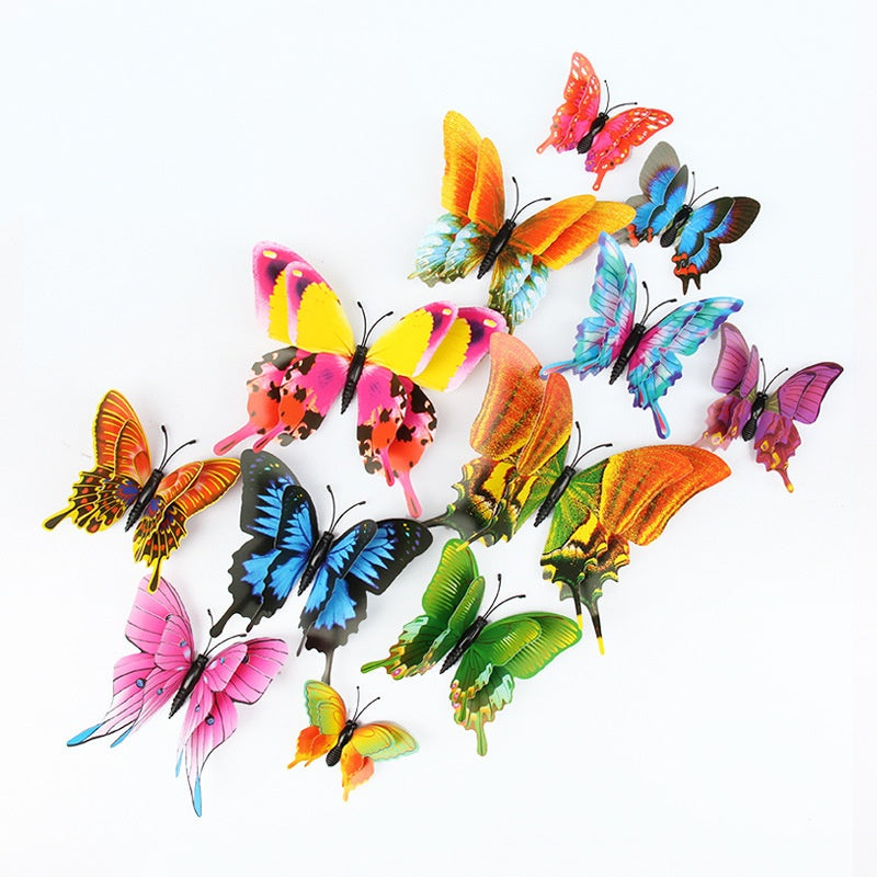 12-Piece Swallowtail Butterfly Set - Double-Layer Magnetic PVC Wall Decals (Waterproof & Removable) for Living Room Decor