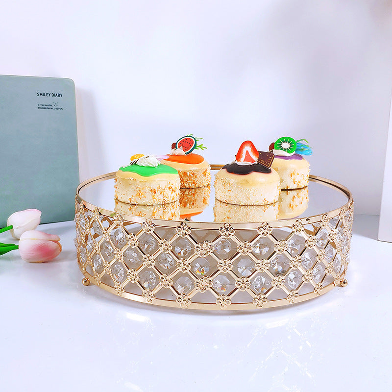Luxury 3-Tier Gold Crystal Cake Stand Set with Mirror Plates - Elegant Wedding Cupcake & Dessert Tower Display
