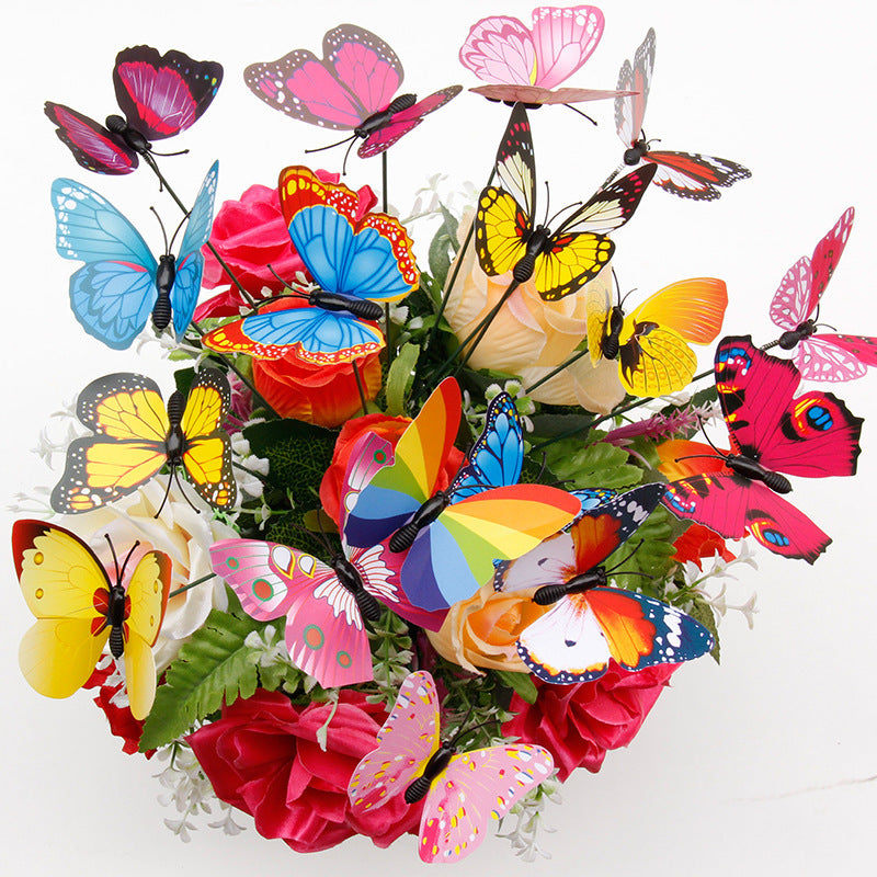 7cm Realistic 3D Butterfly Decor - Vibrant Garden Vase Accents & Bedroom Wall Art (Handcrafted Ornamental Butterflies)