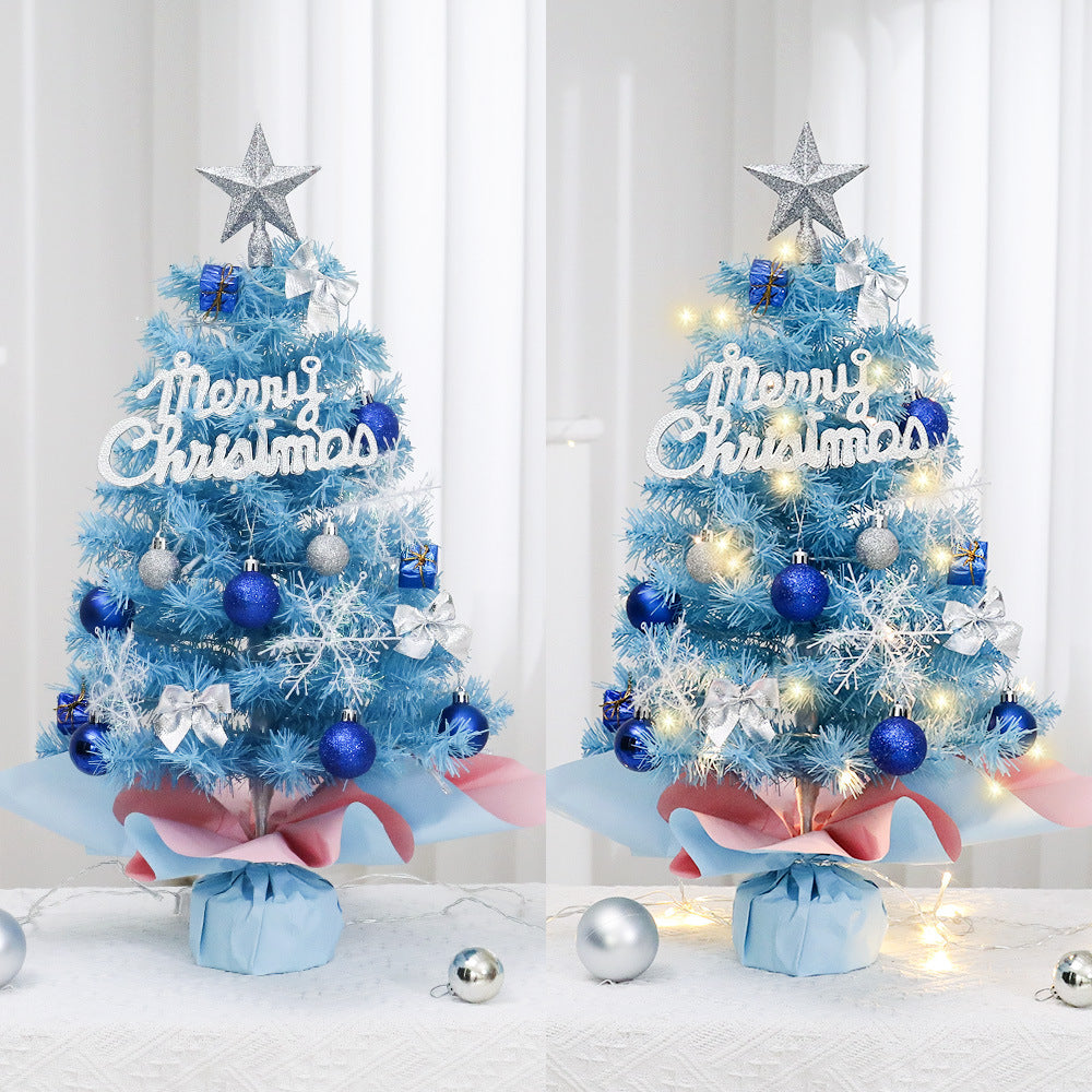 Blue Theme Party Christmas Tree Set, Coordinated Mini Tree with Matching Decorations, 45/60cm Event Centerpiece for Winter Weddings & Celebrations, Custom Color Holiday Display