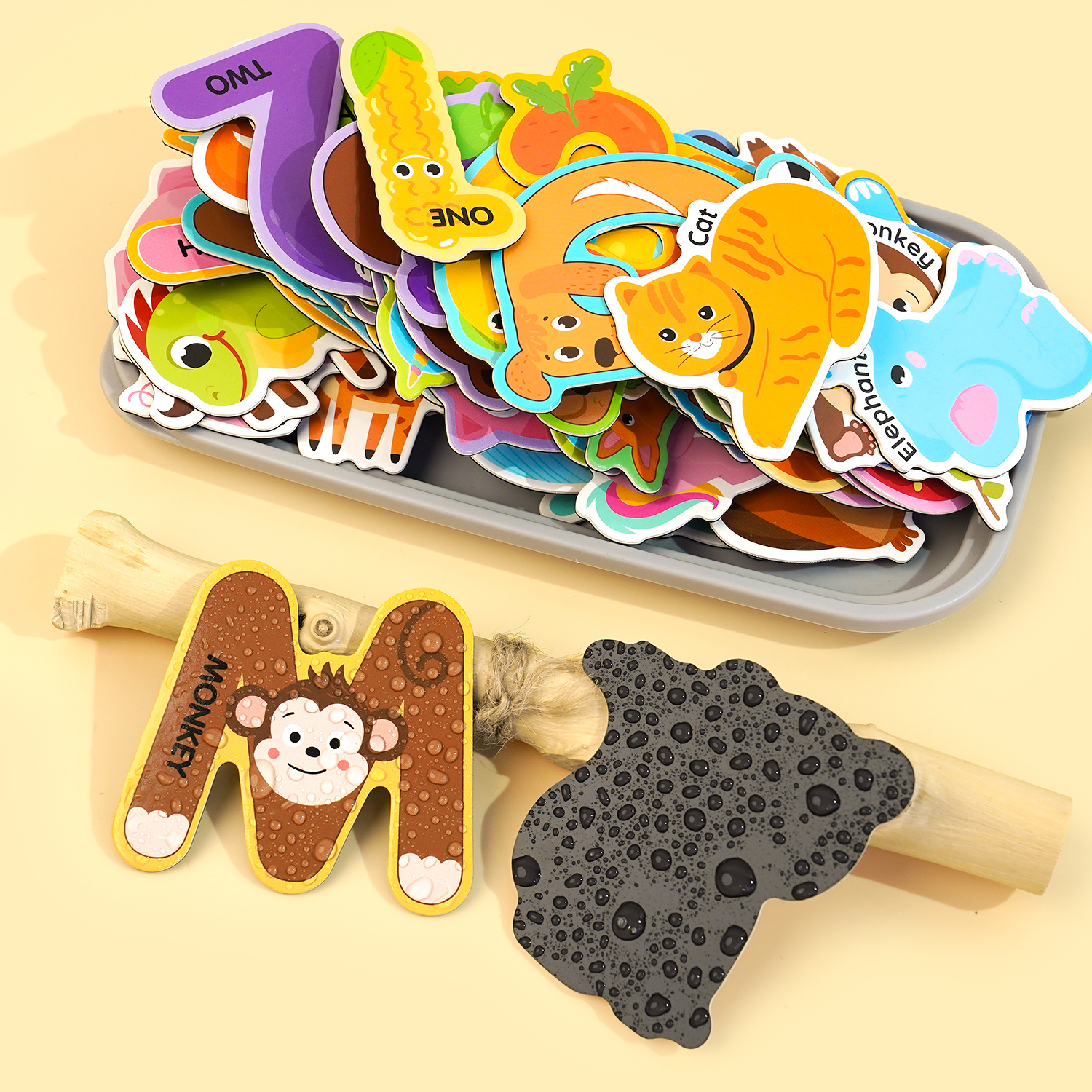 Soft Magnetic Animal & Letter Fridge Magnets - Cute Cartoon Decorative Magnets for Kids Early Learning & Home Kitchen
