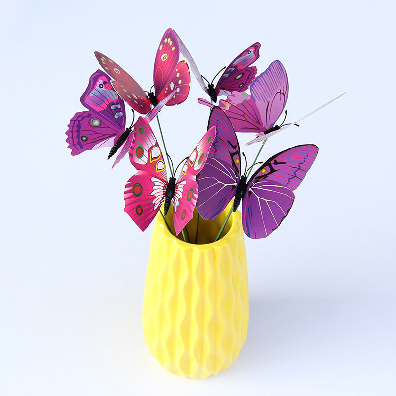 10CM Stem Butterfly Decor - Colorful PVC Realistic Floral Accents for Vase Arrangements & Garden Art (Handcrafted Simulation Butterflies)