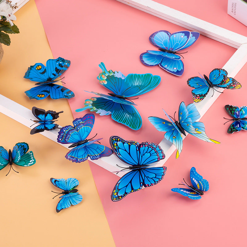 Double-Layer 3D Realistic Butterfly Wall Stickers - Bulk Wholesale Removable Decals for Living Room, Home Decor (Self-Adhesive, Aesthetic Wall Art, Creative Background Decoration)