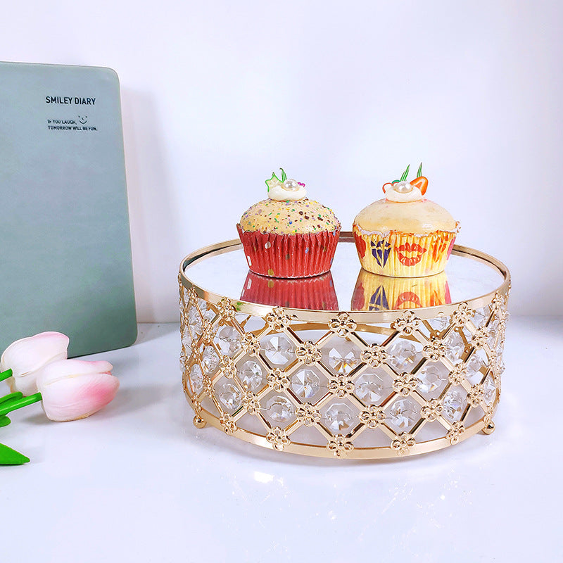 Luxury 3-Tier Gold Crystal Cake Stand Set with Mirror Plates - Elegant Wedding Cupcake & Dessert Tower Display