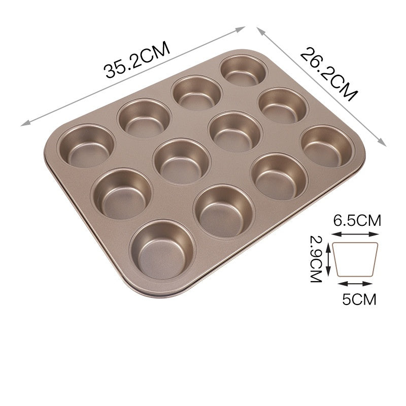 Professional Carbon Steel Cupcake & Muffin Pan - Non-Stick Baking Tray for Repostería, Puddings & Oven Baking