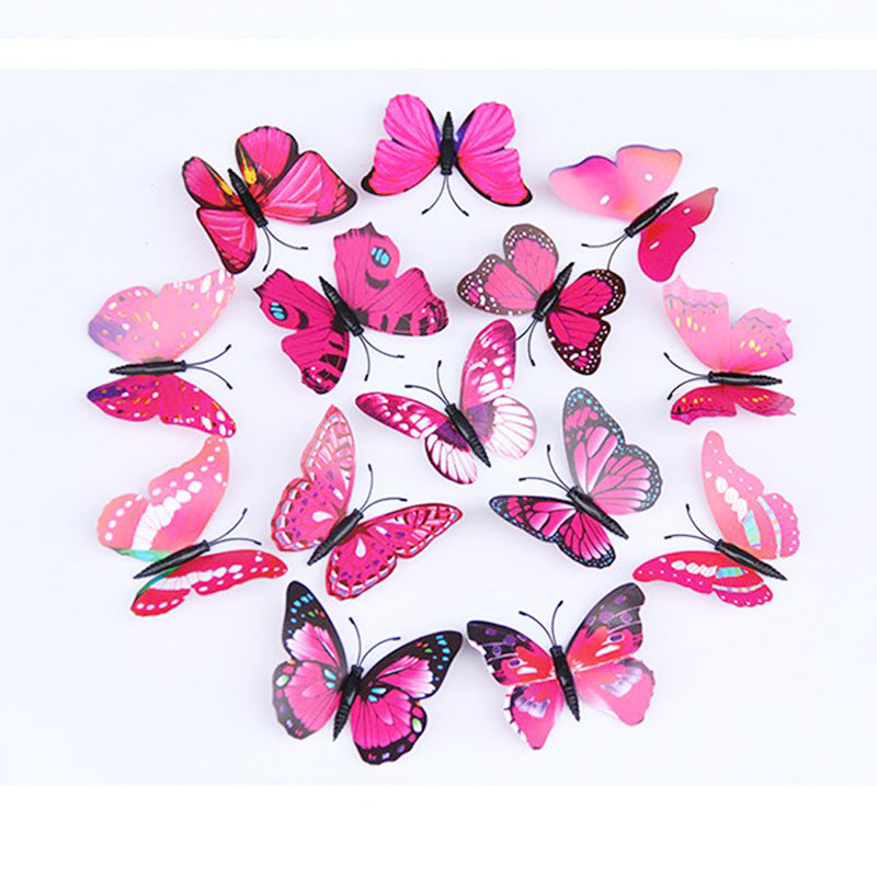 Single-Layer Realistic Butterfly Wall Decor (4.5-12cm) - Magnetic Fridge Stickers for Creative Home & Garden Decoration (Assorted Colors)
