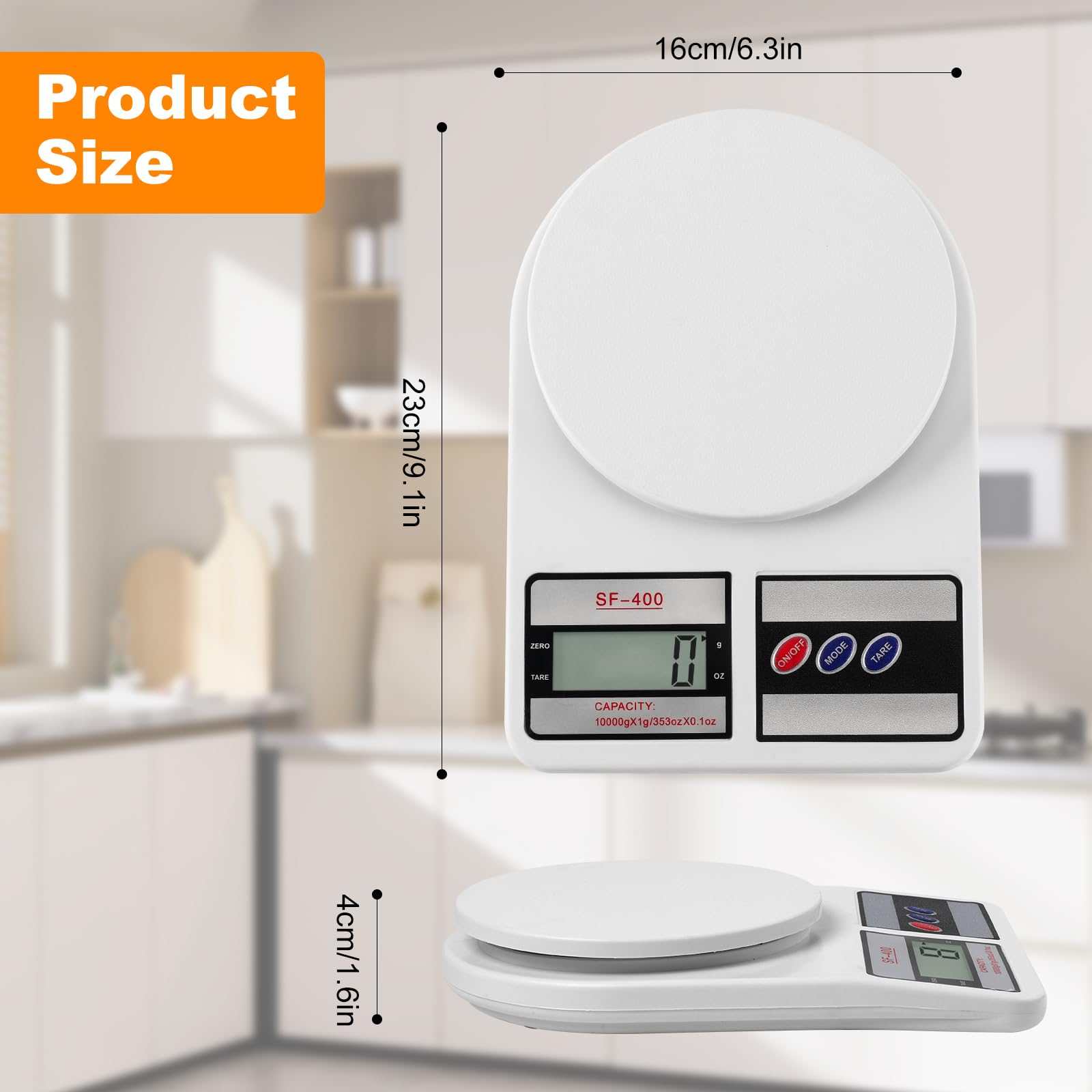 Digital Kitchen Scale 22lb/10kg/0.1g Capacity, Stainless Steel Food Scale with oz/g Units | Replaceable Battery Power | Ideal for Meal Prep, Cooking, Baking