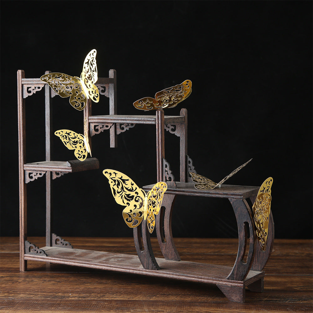 3D Gold Butterfly Wall Decals - Elegant Metallic Home Decor for Living Room & DIY Interior Design (Realistic Dimensional Stickers)