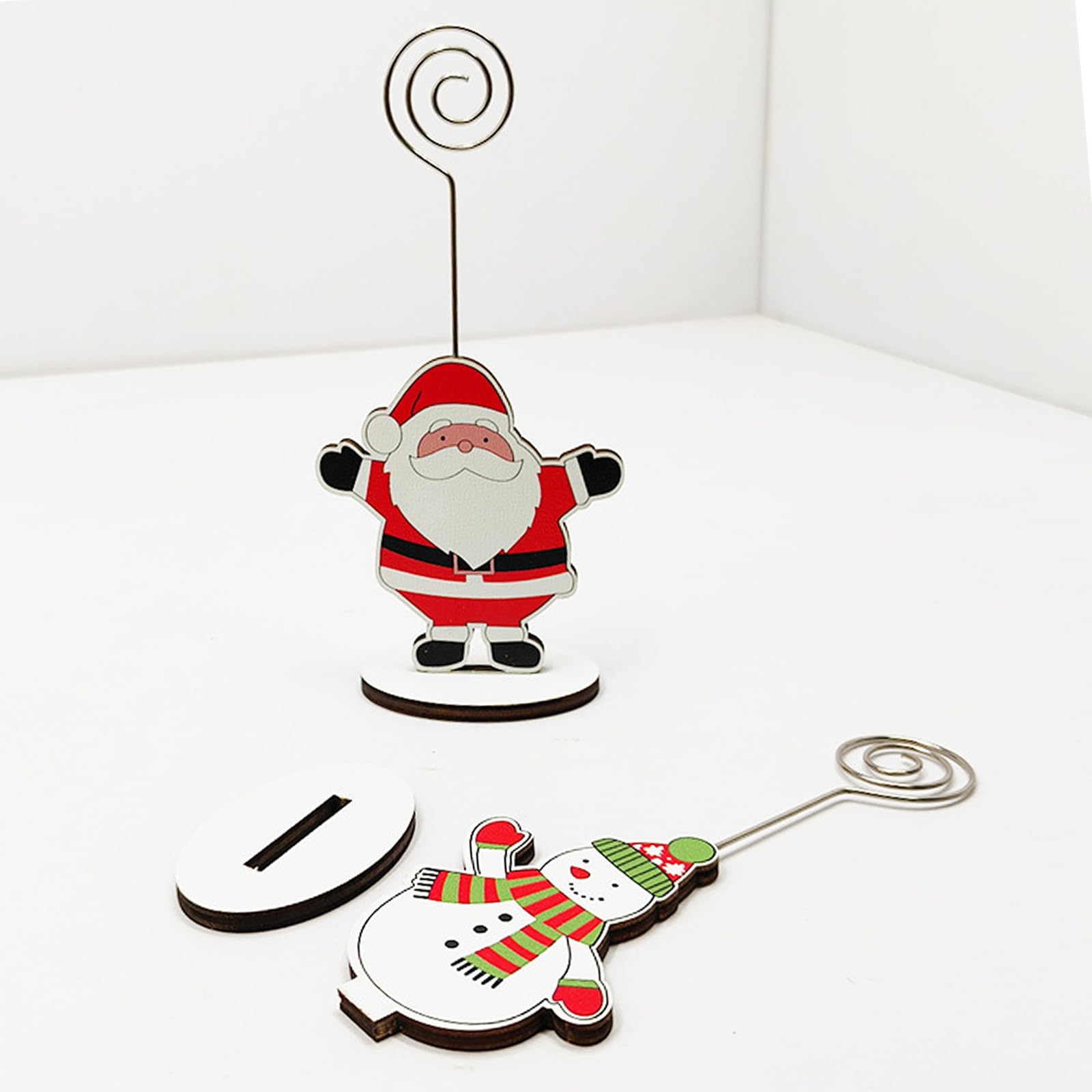 8 PCS Wooden Christmas Table Number Holders – Festive Memo Clips, Business Card Stands & Photo Holders for Holiday Party Decor