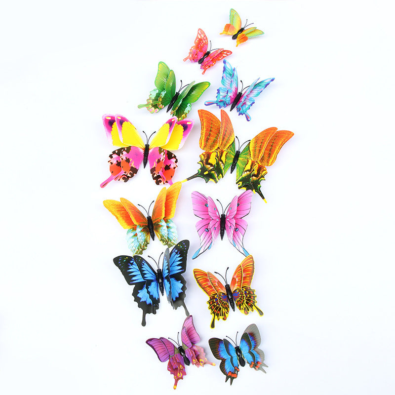 12-Piece Swallowtail Butterfly Set - Double-Layer Magnetic PVC Wall Decals (Waterproof & Removable) for Living Room Decor