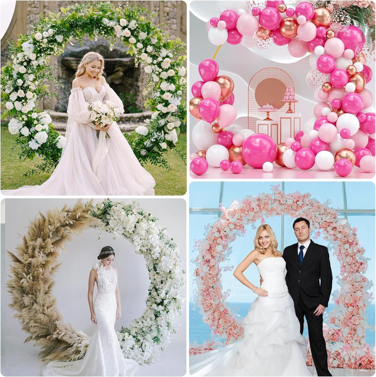 Giant Round Gold Metal Balloon Arch Kit, Removable 1.8m 2m Wedding Arch Background Stand, Easy to Carry and Reusable, Best Decoration for Party, Festival