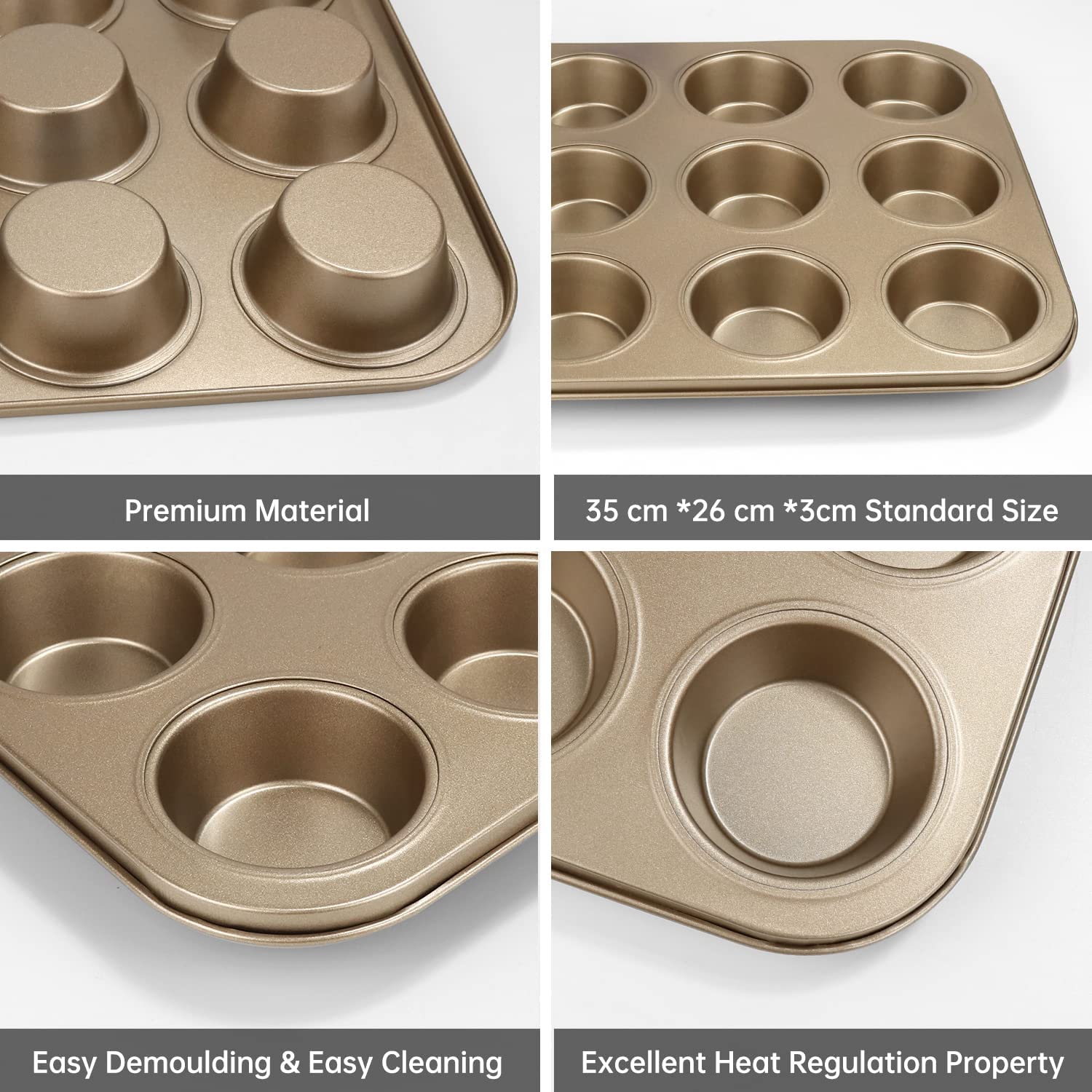 Professional Carbon Steel Cupcake & Muffin Pan - Non-Stick Baking Tray for Repostería, Puddings & Oven Baking