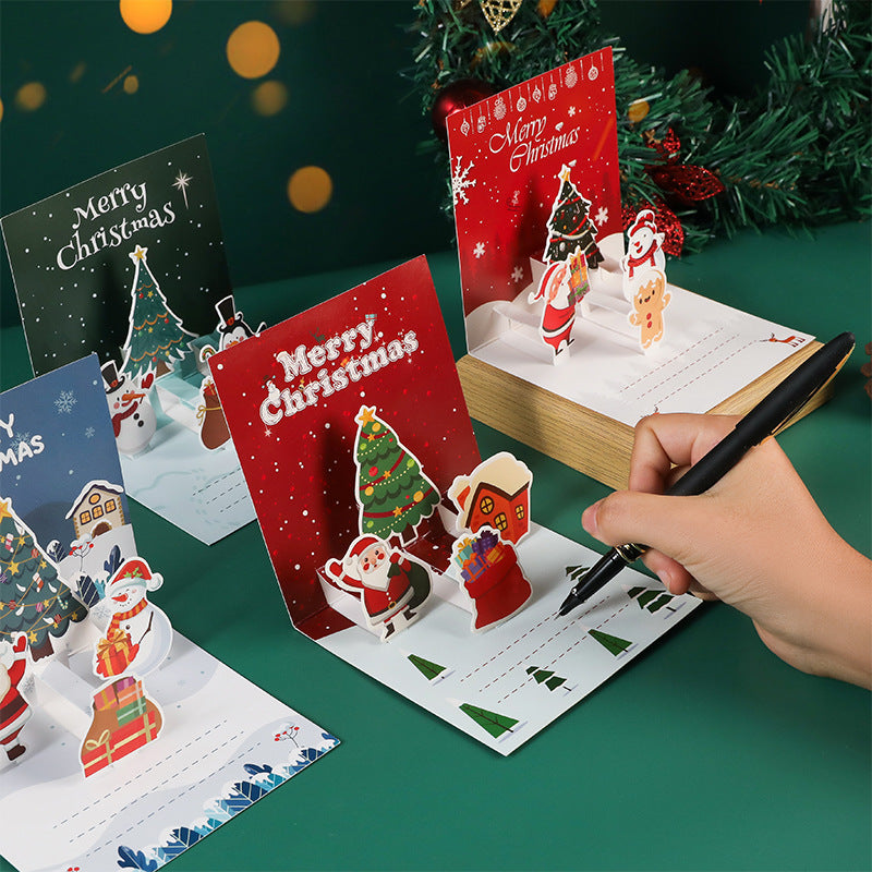 3D Pop-Up Christmas Greeting Card with Tree Design, Bulk Customizable for Corporate Gifts, Thanksgiving