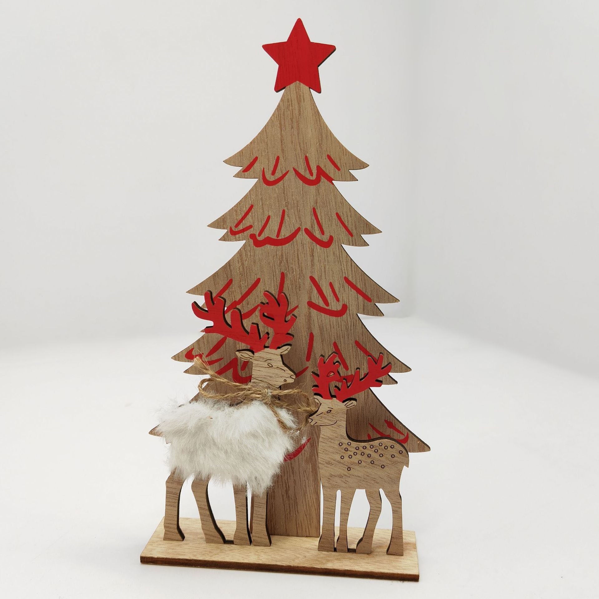 Christmas Home Decor Wooden Set, Sustainable Pine Christmas Ornaments for Tree & Mantel, Complete Christmas Decoration Kit with Neutral Colors, Ready-to-Hang Christmas Accents