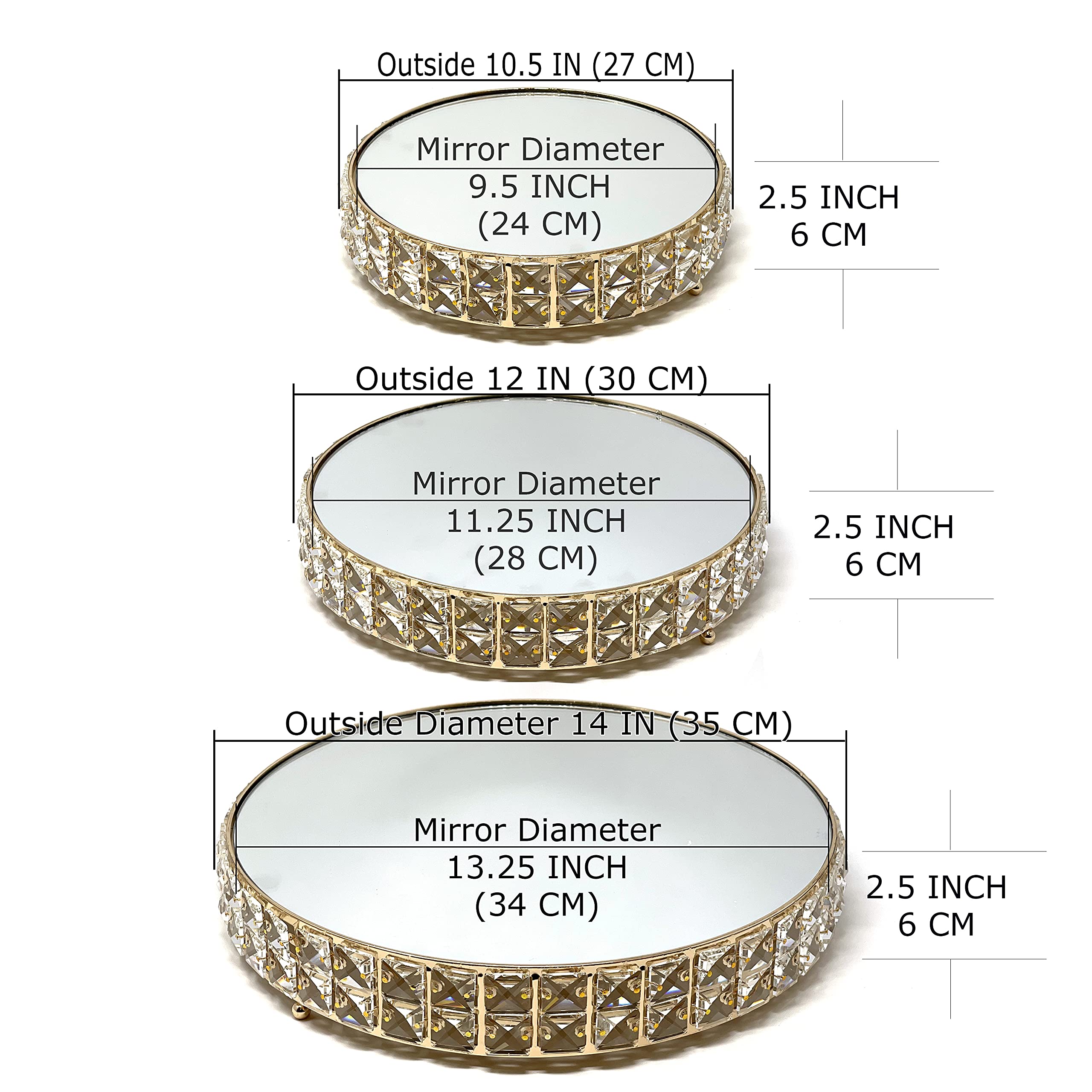 Luxury 3-Tier Crystal & Mirror Cake Stand, Gold-Plated Dessert Tower for Wedding Reception, Premium Assembled Display for Champagne Tower & Pastries, Five-Star Event Serving Set with Sparkling Crystals