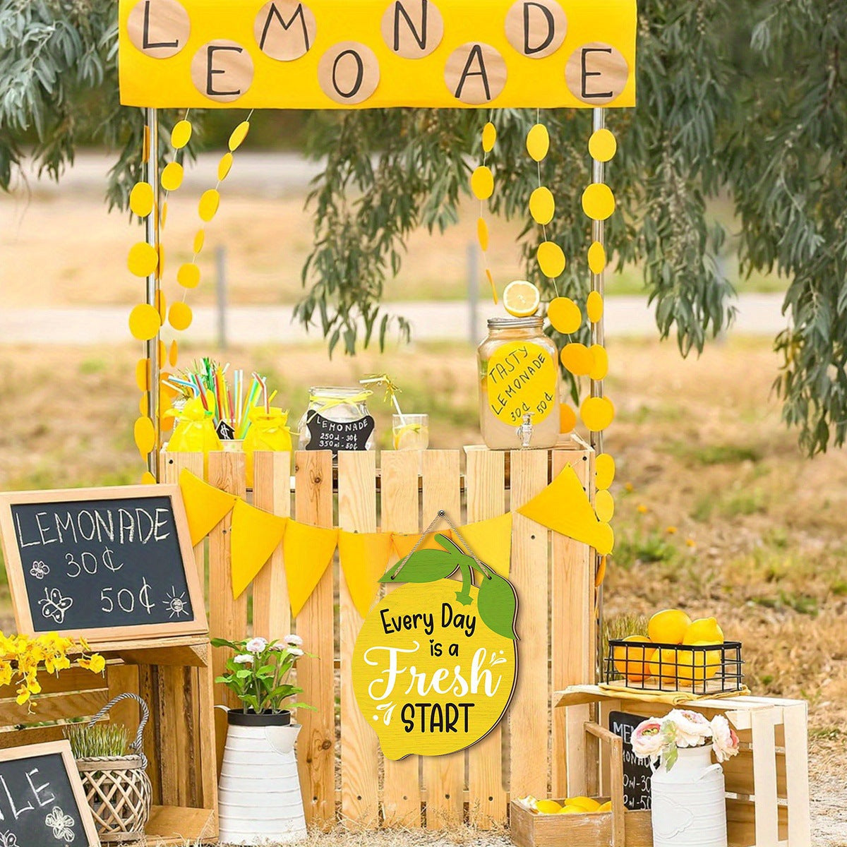 All-Season Lemon Home Decor, Summer-Themed Wooden Wall Art with Inspiring Messages, Bright Citrus Color Palette for Living Spaces, Year-Round Happiness Wall Signs