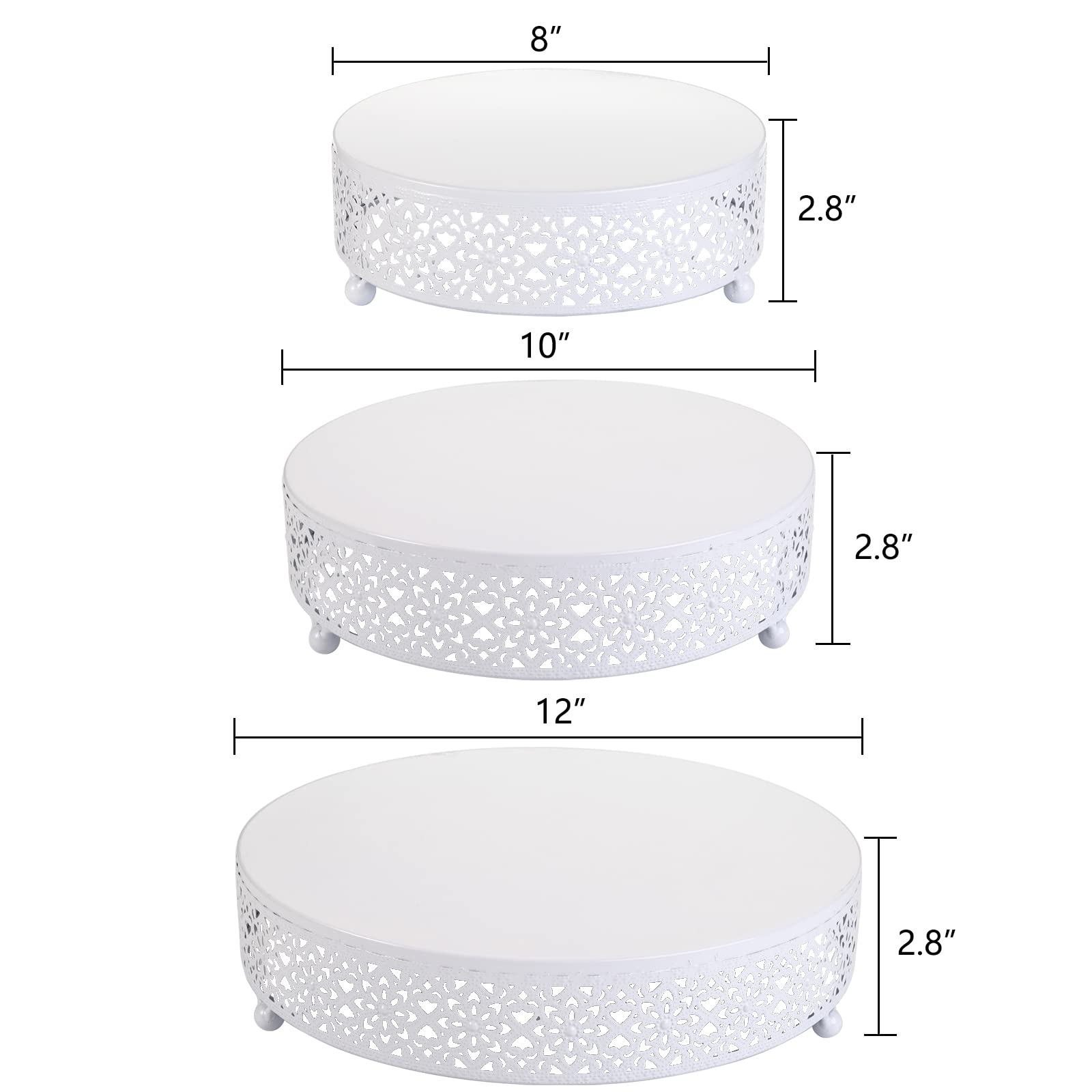 Set of 3 Cake Stand, Dessert Display Cupcake Stands, Round Metal Cake Stands, Cupcake Pastry Candy Display Plate for Wedding, Event, Birthday Party