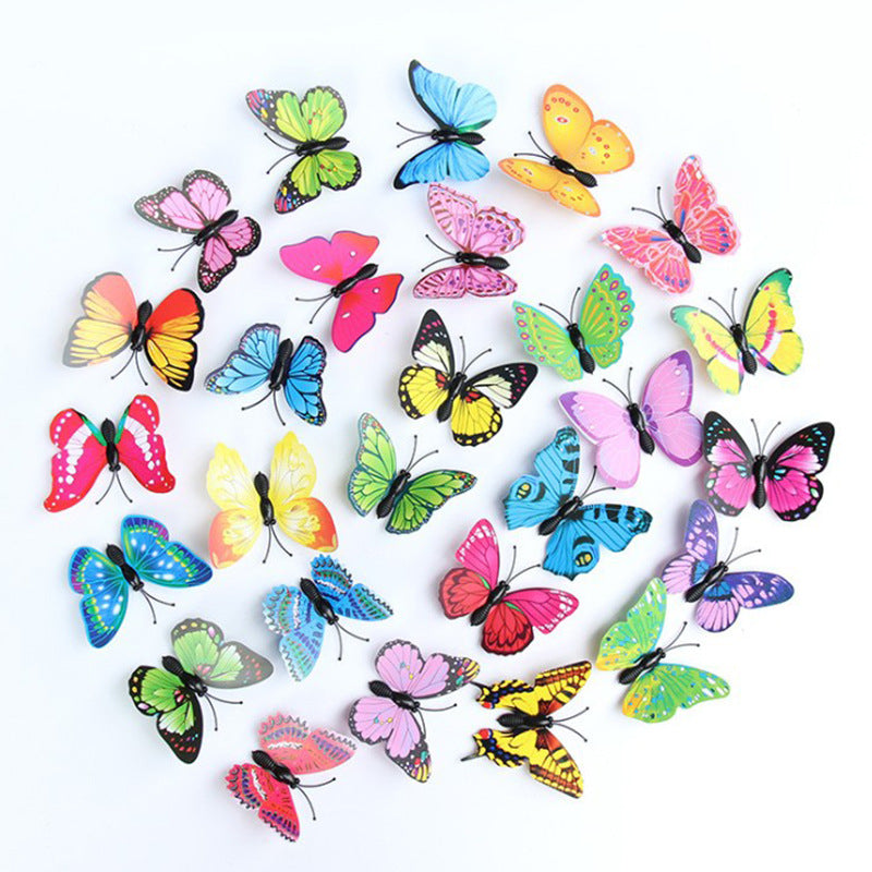 Single-Layer Realistic Butterfly Wall Decor (4.5-12cm) - Magnetic Fridge Stickers for Creative Home & Garden Decoration (Assorted Colors)