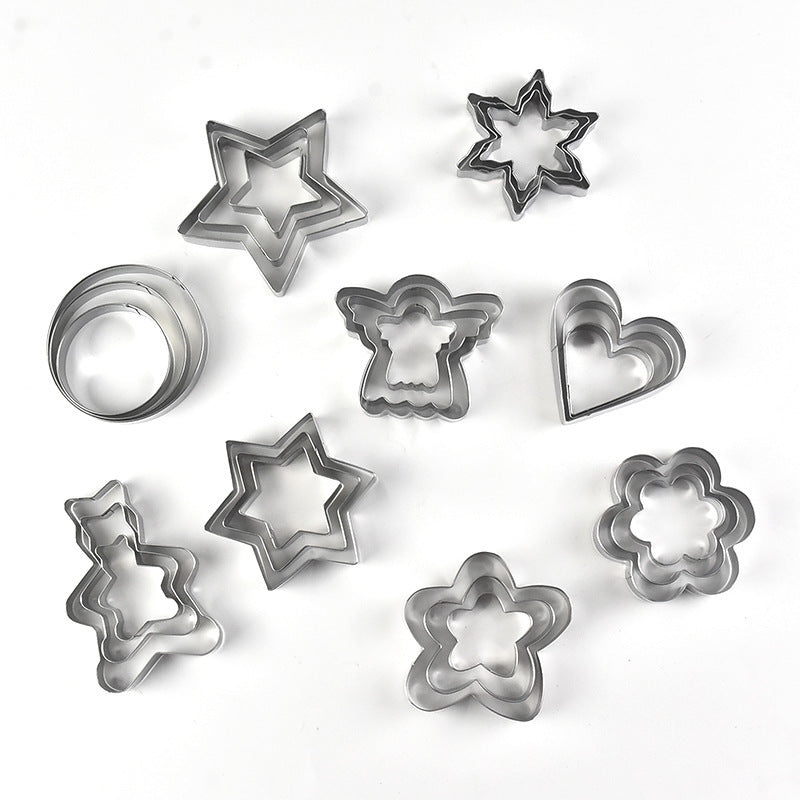 Stainless Steel Biscuit & Cookie Cutter Set - Premium Metal Shapes for Baking, Fondant Decorating, and Sandwich Cake Molds (Circle & Assorted Designs)