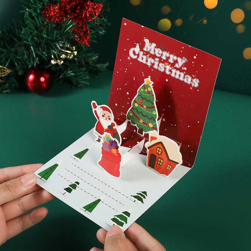 3D Pop-Up Christmas Greeting Card with Tree Design, Bulk Customizable for Corporate Gifts, Thanksgiving