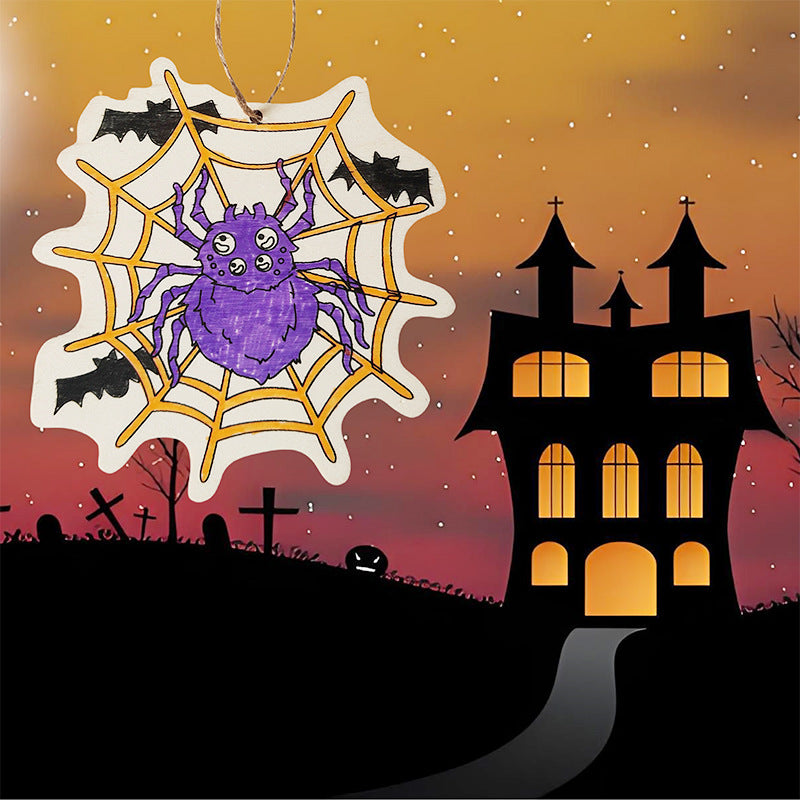 Halloween Wood Craft Kit for Kids, Pumpkin Ghost Painting Board with Pre-Drilled Holes, Spooky Art Activity for Family & Classroom, Non-Toxic DIY Decor for Children's Party