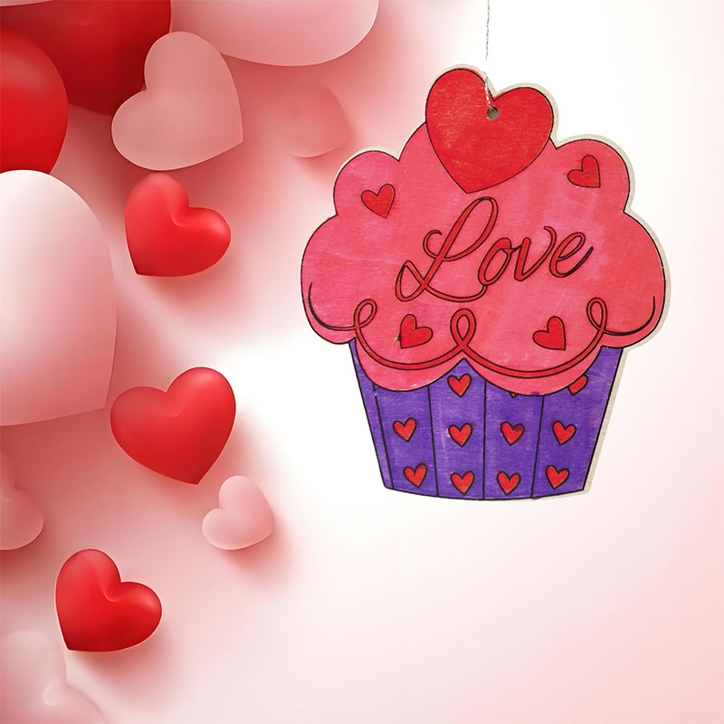 Couples DIY Wooden Ornament Kit for Valentine‘s Day， 5-Piece Heart Bear Bee Craft Set for Date Night， Personalized Love Token with Painting Supplies， Romantic Craft Activity for Partners