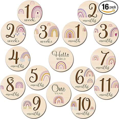 Baby’s First Year Milestone Discs, Complete 12-Month Wooden Photo Props Set, Monthly Growth Tracker for Newborn Photography, Keepsake Memory Collection for Parents