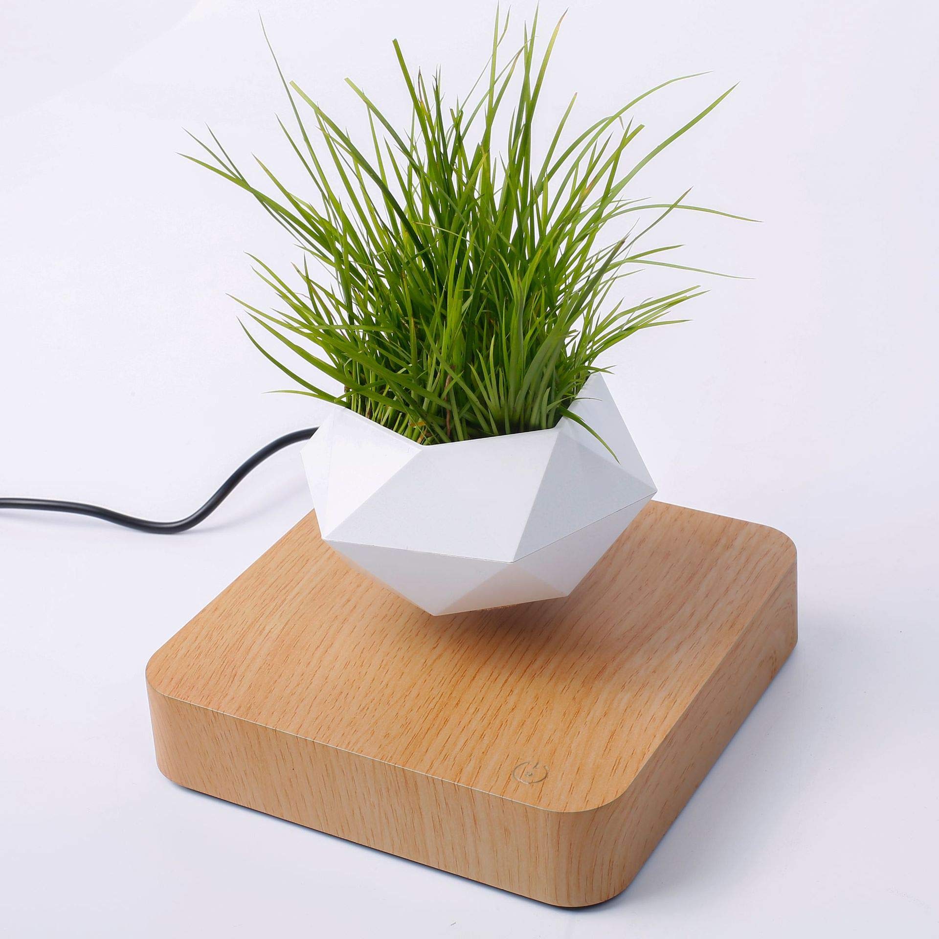 Auto-Rotating Floating Flower Pot with UK Plug Base, Levitating Planter Made of Eco-Friendly Resin, 360° Balanced Light Exposure for Healthier Plants, Magical Indoor Gardening Solution