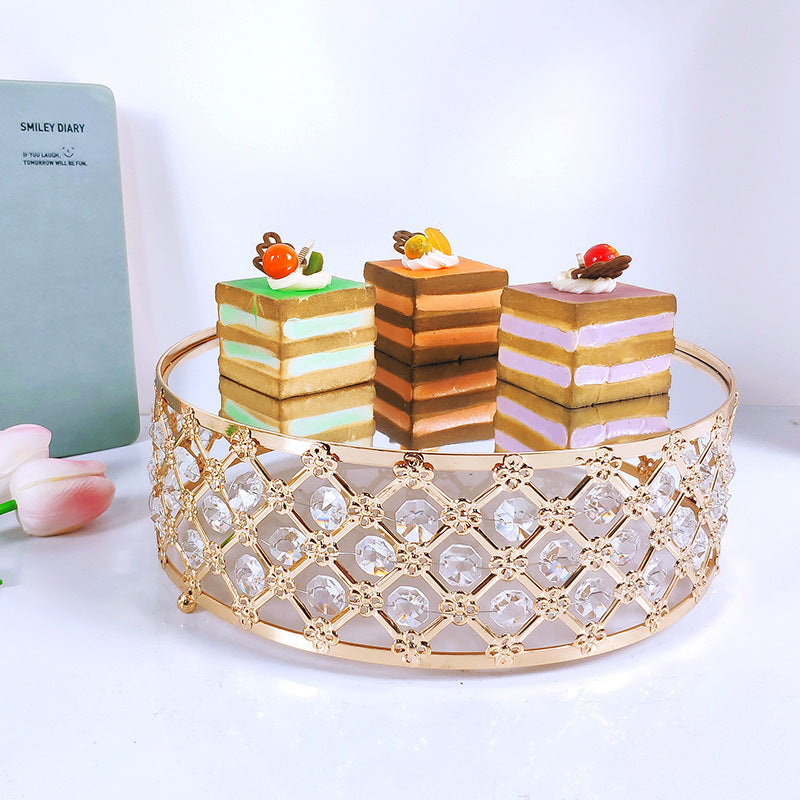 Luxury 3-Tier Gold Crystal Cake Stand Set with Mirror Plates - Elegant Wedding Cupcake & Dessert Tower Display