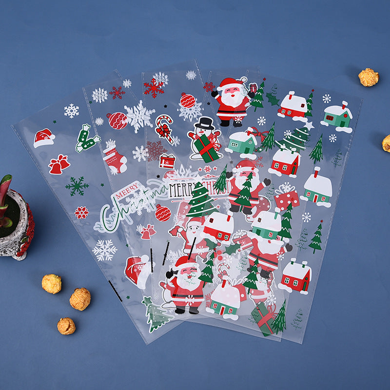 50-Pack Christmas Goodie Bags with 6 Holiday Designs, Food-Safe OPP Treat Bags for Classroom Parties, Complete Set with Gold Twist Ties for Candy & Cookies, Bulk Christmas Favor Bags for School Events