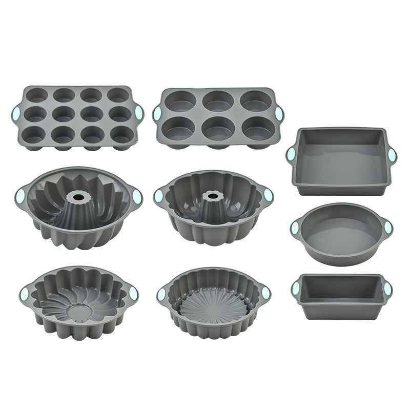 Multi‑Use Silicone Bakeware with Steel Frame | Oven‑Freezer‑Dishwasher Safe Baking Pans, Non‑Stick & Scratch‑Resistant for Healthy Cooking & Party Baking Silicone Baking Set - 9 Cake Molds 
