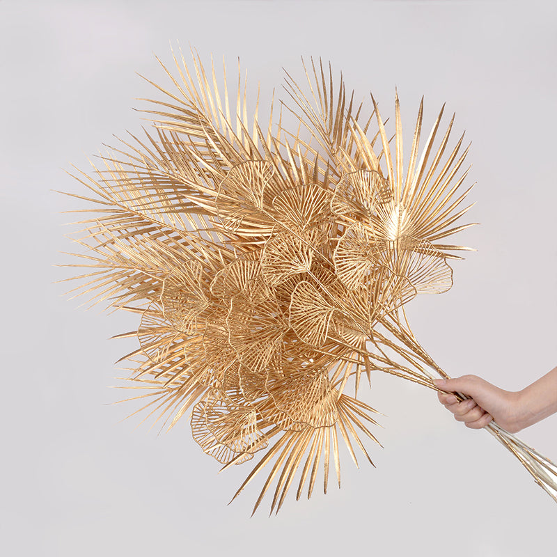 Gold Ginkgo Leaf Branches - Artificial Plants for DIY Wedding, Party, Home Decor, Flower Arrangement (Living Room, Centerpiece, Decorative Accessories)