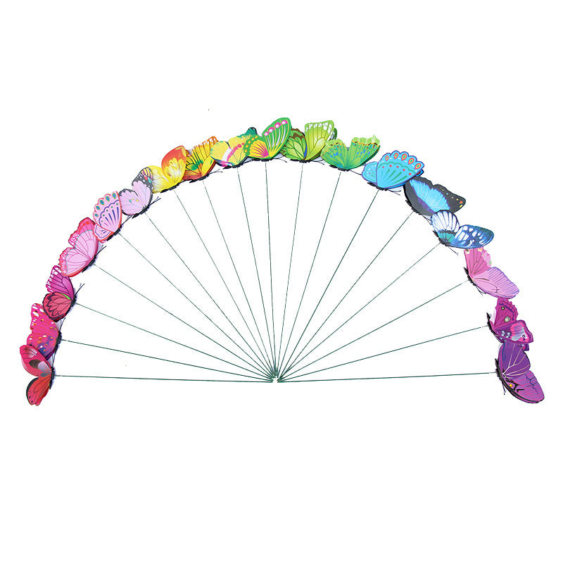 10CM Stem Butterfly Decor - Colorful PVC Realistic Floral Accents for Vase Arrangements & Garden Art (Handcrafted Simulation Butterflies)