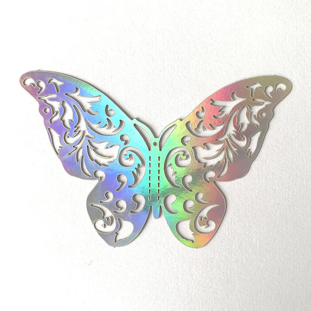 Colorful 3D Hollow Butterfly Stickers - Removable Wall Decals for Home, Party, Nursery, Wedding Decor (DIY Background Wall Art, Decorative Wall Stickers)