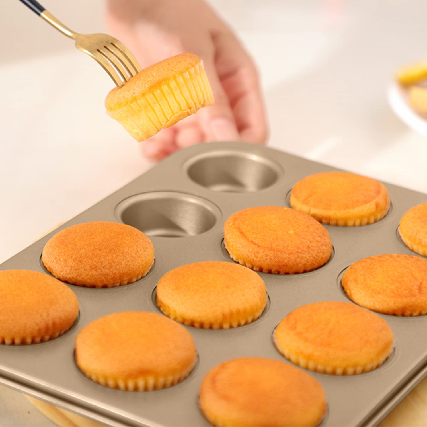 Professional Carbon Steel Cupcake & Muffin Pan - Non-Stick Baking Tray for Repostería, Puddings & Oven Baking