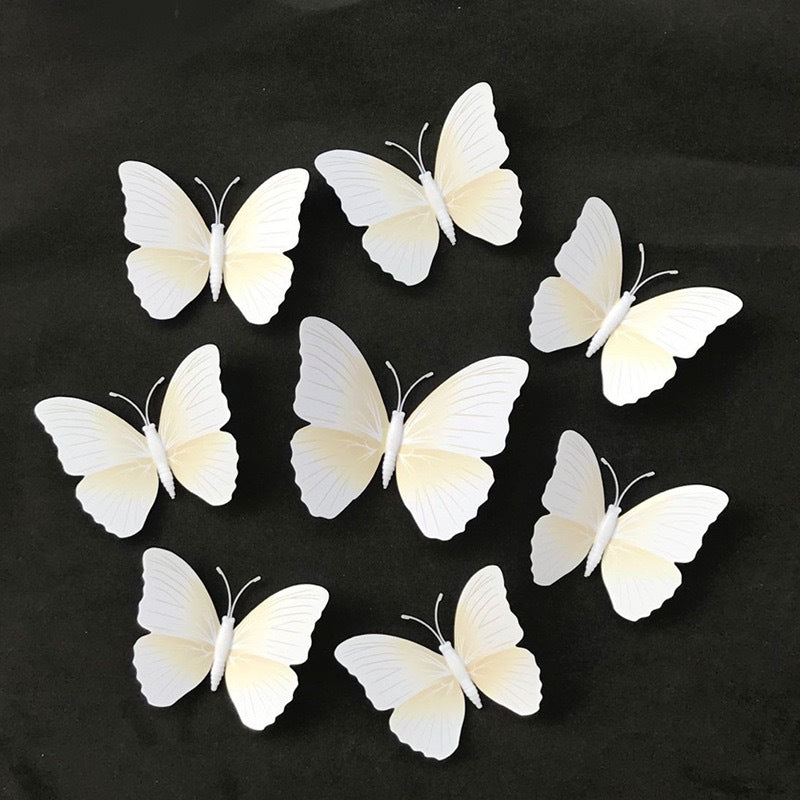 Solid Color 3D Butterfly Wall Art (6-12cm) - Realistic Decorative Butterfly Stickers & Craft Ornaments